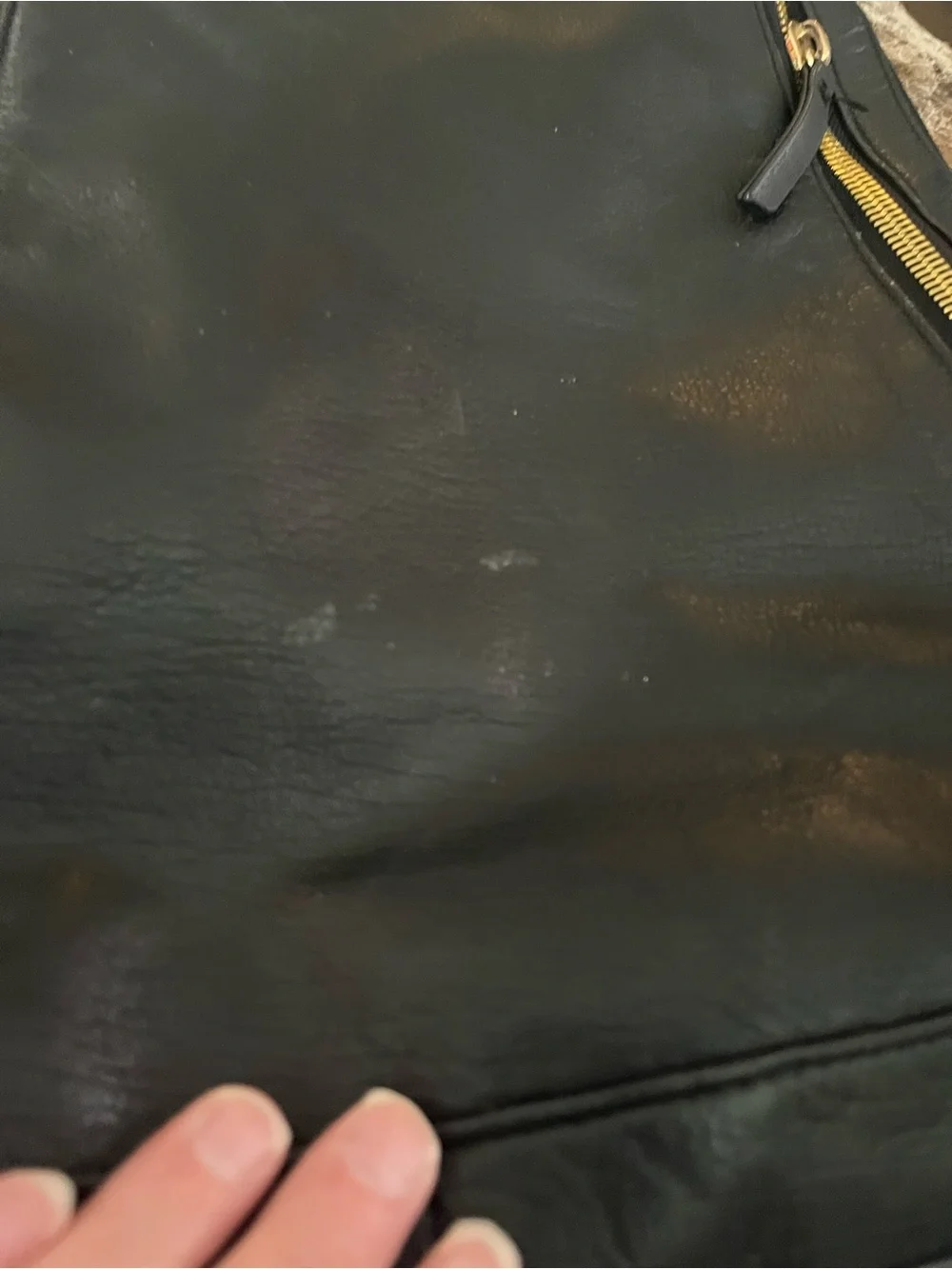 margot Black Leather Backpack with Gold Zippers